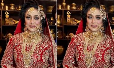 লাল রঙের লেহেঙ্গায় বধূবেশে ক্যামেরাবন্দি নায়িকা রোজিনা