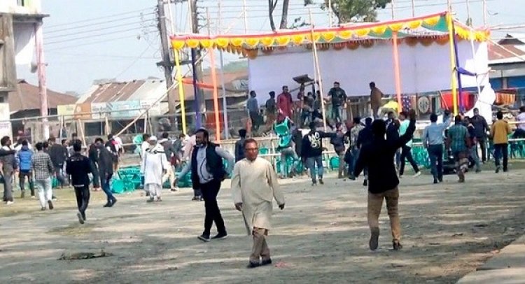 পটুয়াখালীতে  বিএনপির সমাবেশের মঞ্চ জয়বাংলা স্লোগান দিয়ে  ভাংচুর