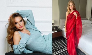 লাল টুকটুকে শাড়িতে রোমানিয়ান ওটিলিয়া