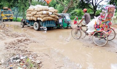 ত্রিশাল-পোড়াবাড়ী সড়কের বেহাল দশা: প্রায়ই ঘটছে দুর্ঘটনা