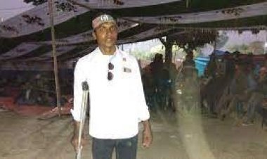 লাঠিতে ভর করে গণসমাবেশে এলেন ছাত্রদল নেতা সাদ্দাম