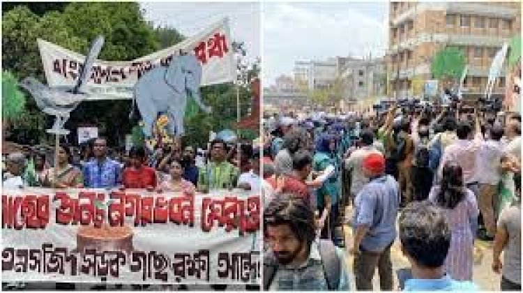 পুলিশি বাধায় পরিবেশবাদীদের নগর ভবন ঘেরাও কর্মসূচি পণ্ড