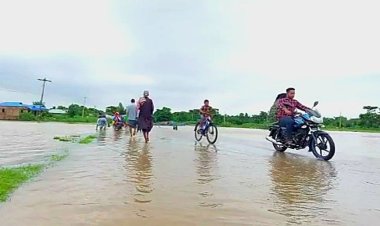 সুনামগঞ্জে ভারী বর্ষণ ও পাহাড়ি ঢলে বাড়ছে নদ-নদীর পানি