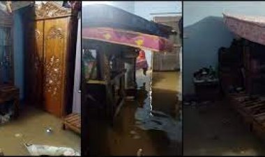 টানা বৃষ্টিতে সিলেটে জলাবদ্ধতা, বাসাবাড়িতে ঢুকে পড়েছে পানি