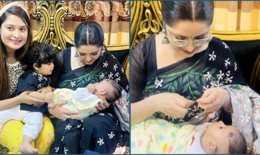 শিরিন শিলার ভাতিজাকে সোনার চেইন উপহার দিলেন পরীমণি