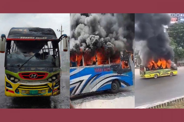 রাজধানীতে ৩টি যাত্রীবাহী বাসে আগুন