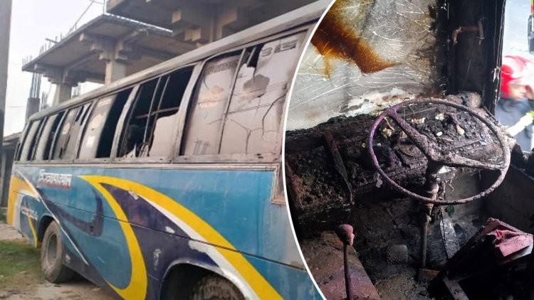 গাজীপুরে বাসে আগুন