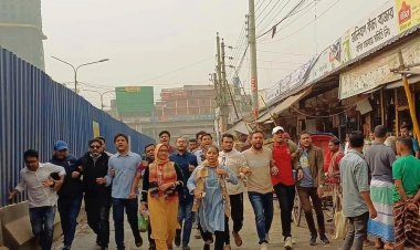 অবরোধ সমর্থনে মালিবাগে ছাত্রদলের মিছিল