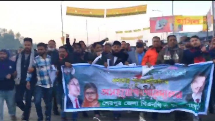 শেরপুরে বিএনপির লিফলেট বিতরণ ও গণসংযোগ