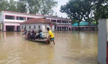 এইচএসসি পরীক্ষা কেন্দ্রে থৈ থৈ পানি, নৌকা চড়ে কেন্দ্রে যাচ্ছে ৪ শতাধিক পরীক্ষার্থী