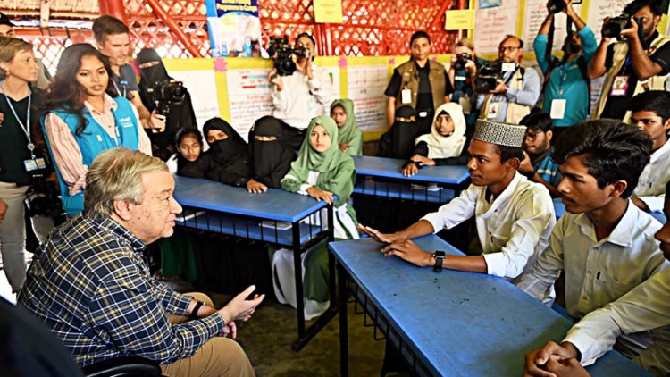 রোহিঙ্গা শিক্ষার্থীদের সাথে কথা বললেন জাতিসংঘ মহাসচিব