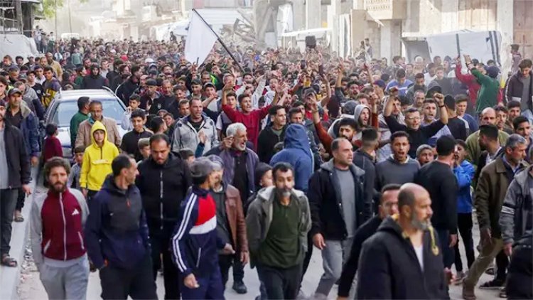 গাজার রাজপথে শতশত ফিলিস্তিনির বিক্ষোভ